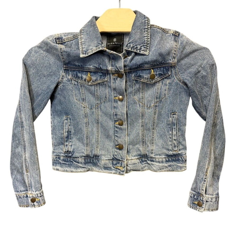 Bagatelle Collection Womens Blue Denim Trucker Jacket Light Wash Size S